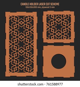 Diy Laser Cutting Vector Scheme Candle: vector de stock (libre de