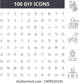 Diy line icons, signs, vector set, outline illustration concept 