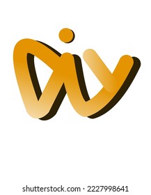 Logo o símbolo D.I.Y con color y sombra de gradiente dorado