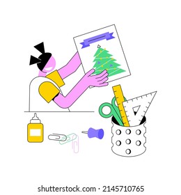 DIY project abstract concept vector illustration. Handmade present, making with own hands, creative craft gift, self-made project, building yourself, winter holiday activity abstract metaphor.