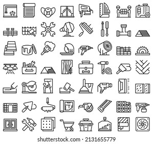 DIY repair icons set outline vector. Worker repair. Construction house