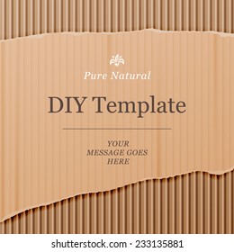 DIY Template With Cardboard Texture Background, Vector Illustration.