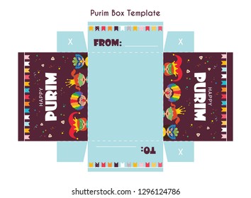 Diy template fot purim basket- handmade mishloach manot-vector illustration