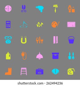 DIY tool color icons on gray background, stock vector