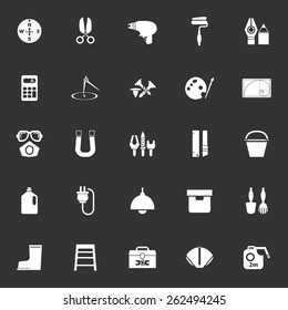 DIY tool icons on gray background, stock vector