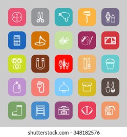 DIY tool line flat icons, stock vector