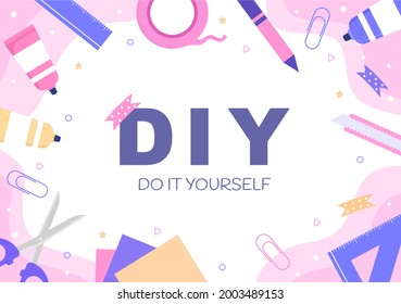 DIY Tools Do It Yourself Background Illustration For Home Renovation and Creative Projects. Using To Banner, Wallpaper or Landing Page Template