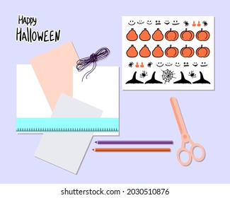 DIY turn-based flags for Halloween holiday vector illustration.