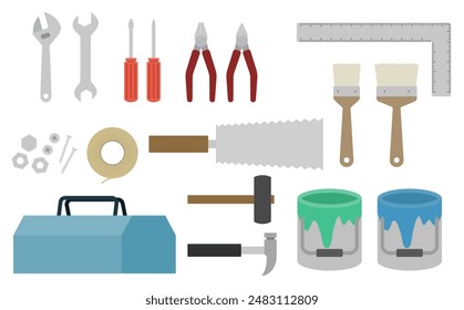 DIY various tools flat icon set