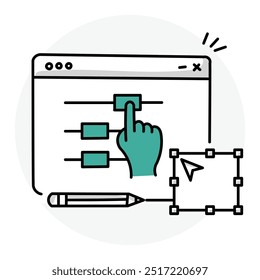 DIY Website Icon Design. Representing Website Building. Self-Service. Web Tools. Templates. Vector icon.