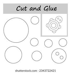 DIY worksheet. Color, cut parts of the image and glue on the paper. Vector illustration of cartoon turtle.