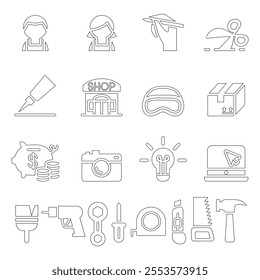 DIY , Workshop , Craftsman , craft icon set 