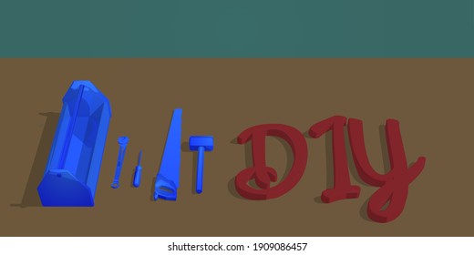 DIY writing and artisan tools. Do It Yourself, tools kit. Easy to edit and Customize. Vector illustration. Minimal art design style