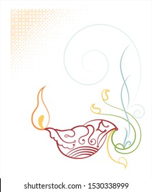 Diya Calligraphic Diwali Greeting, Festival Of Light, Symbolic Victory Of Light Over Darkness, Good Over Evil Vector Art Illustration