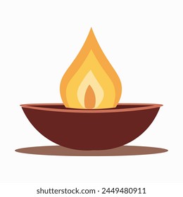 A Diya candle bowl, a Hindu religious and spiritual tradition, emitting traditional lights from a lit flame