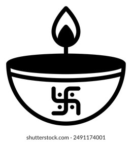 Diya Diwali vector icon illustration