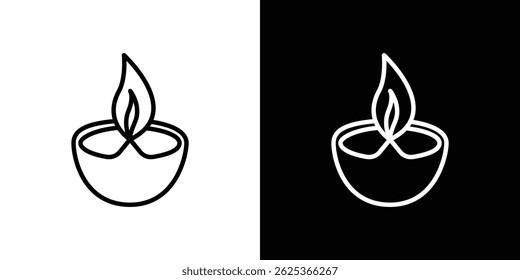 Diya icon concept stroke on white background