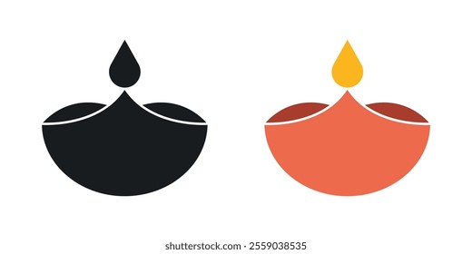 Diya icons in black and colored version