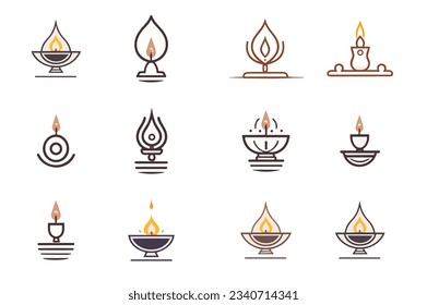 Iconos de la diya para el festival Diwali de India. 