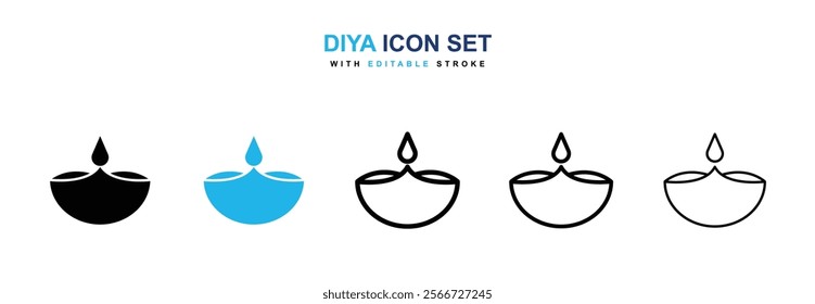 Diya icons vector collection pack.