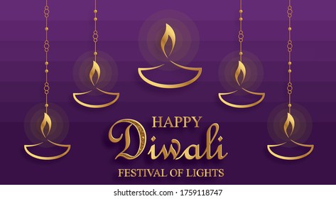 Diya lamp with fire lighting for Diwali, Deepavali or Dipavali, the indian festival of lights on color background