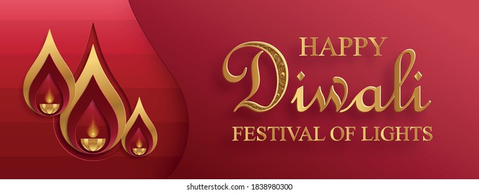 Diya lamp with fire lighting for Diwali, Deepavali or Dipavali, the indian festival of lights on color background