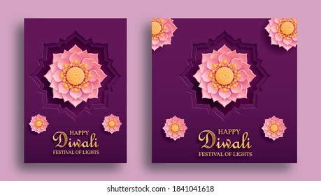 Diya lamp with fire lighting for Diwali, Deepavali or Dipavali, the indian festival of lights on color background