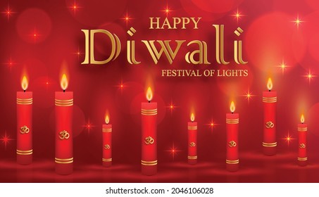 Diya lamp with fire lighting for Diwali, Deepavali or Dipavali, the indian festival of lights on color background