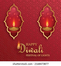 Diya lamp with fire lighting for Diwali, Deepavali or Dipavali, the indian festival of lights on color background