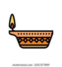 diya lamp hinduism color icon vector. diya lamp hinduism sign. isolated symbol illustration