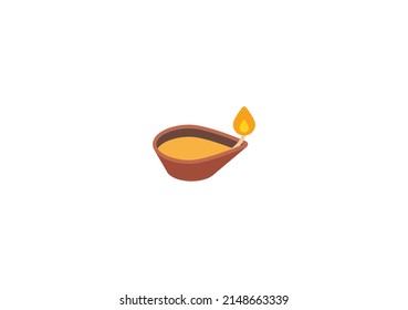 Diya Lamp Vector Isolated Emoticon. Diya Lamp Icon