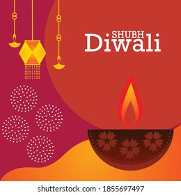 Diya for light of festival Diwali to wish them warm 