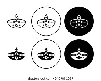 Diya and Modern Candle Vector Illustration Set. Diwali Celebration Sign suitable for apps and websites UI design style.