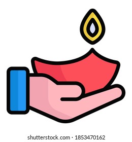 diya vector colored outline icon. Hindu festival, Hindu celebration icon,