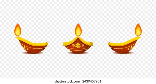 Diyas arrangement with transparent background