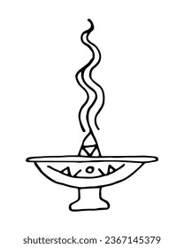Diyas oil lamp in doodling style.Happy Diwali.Oriental, Indian style decoration. Hand drawn vector illustration.