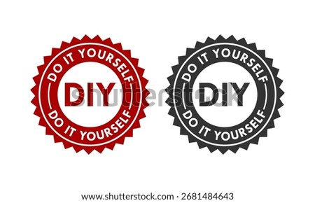 DIY-Do It Yourself vintage stamp logo. Vector illustration of a retro seal or badge icon for crafts, hobbies, and homemade projects. Isolated element for branding.