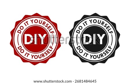 DIY-Do It Yourself vintage stamp logo. Vector illustration of a retro seal or badge icon for crafts, hobbies, and homemade projects. Isolated element for branding.