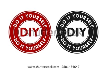 DIY-Do It Yourself vintage stamp logo. Vector illustration of a retro seal or badge icon for crafts, hobbies, and homemade projects. Isolated element for branding.