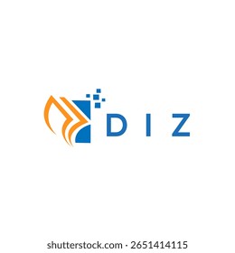 DIZ crédito reparação contabilidade design logotipo no fundo branco. DIZ iniciais criativas Crescimento gráfico letra logotipo conceito. Design do logotipo de finanças empresariais da DIZ.
