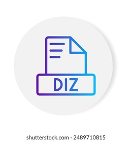 Diz document format file icon. with gradient outlines. vector illustration.