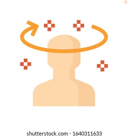 Dizziness and aches and pains vector icon. That is a potential symptom of illness from COVID-19. Dizziness are a common health-related complaint. May be migraine, tension and cluster. 48x48 px.