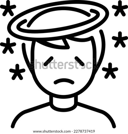 Dizziness, disorientation thin line icon. Desorganized, hangover, vertigo. Symptom of illness. Vector illustration.