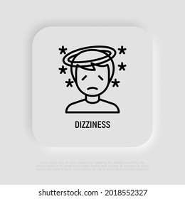 Dizziness, Disorientationthin Line Icon. Disorganized, Hangover, Vertigo. Symptom Of Illness. Vector Illustration.