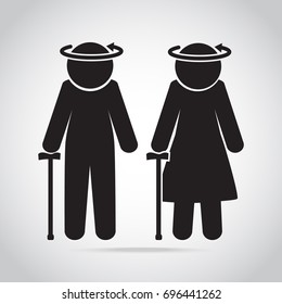 Dizziness with elderly symbol. old people icon, medical sign