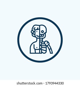 Dizziness glyph icon. Person feeling dizzy. Physiological stress symptoms. Vertigo, giddiness. Spinning head. Silhouette symbol. Negative space. Vector isolated illustration
