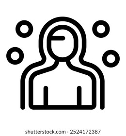 Mareo, dolor de cabeza, visión borrosa, ver manchas, migraña y vértigo línea de síntomas Vector de arte icono para App de la salud y Sitios web
