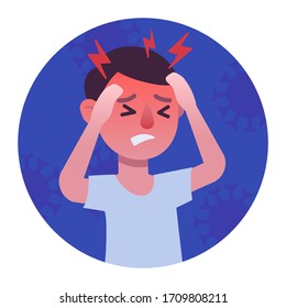 Dizziness and headache man colorful pictogram. Coronavirus prevention and symptom symbol, logo illustration. Flat style design.