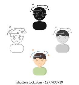 Dizziness icon cartoon. Single sick icon from the big ill, disease cartoon.