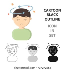 Dizziness icon cartoon. Single sick icon from the big ill, disease cartoon.